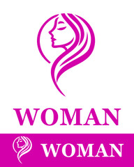 Elegant woman logo design in pink, showcasing feminine beauty, sophistication, and style