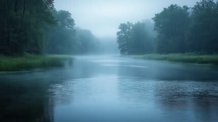 Fototapeta premium rising fog after heavy rainfall