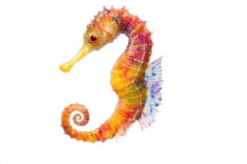 Fototapeta premium A close-up shot of a seahorse on a white background, great for use in ocean-themed designs or as a symbol of good luck