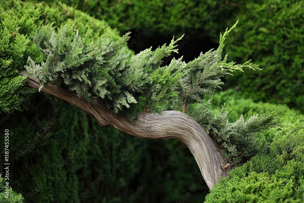 Aufkleber a close-up view of a tree branch in a garden, highlighting the texture and details