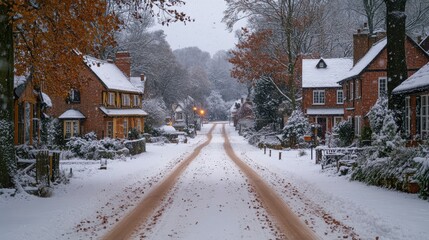 Fototapeta premium snowing in the village