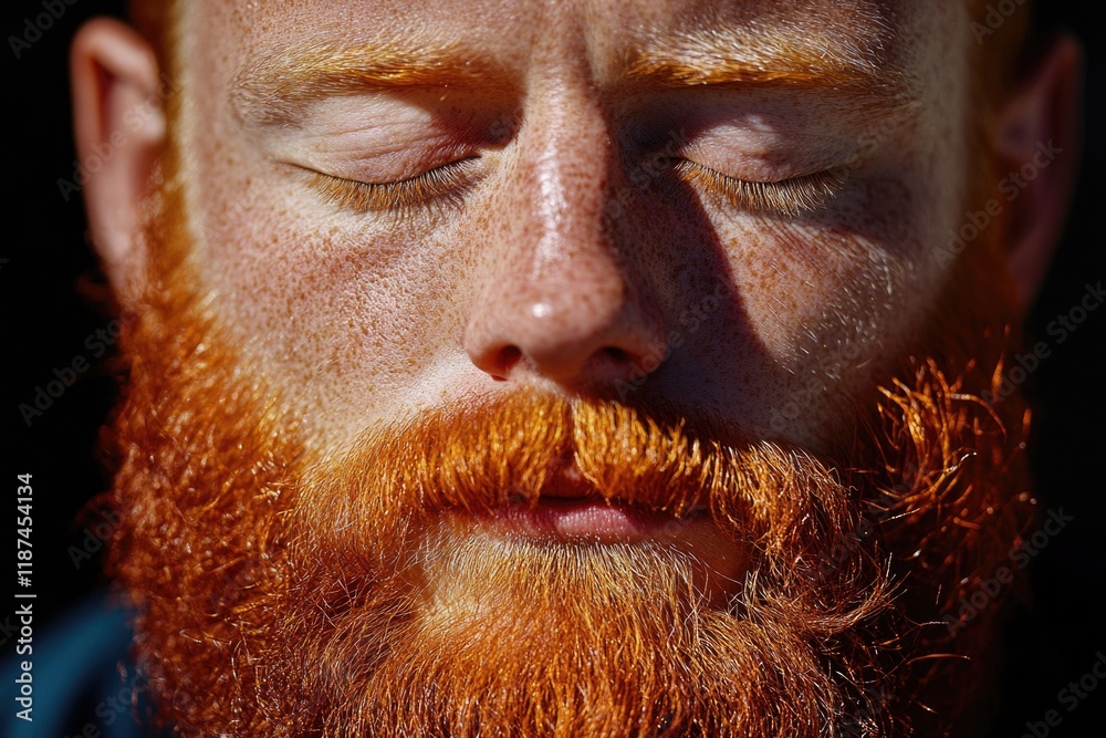Aufkleber Portrait of a man with bright red beard, ideal for representing a wise or rustic character in various contexts
