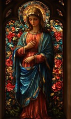 St. Maria grace - a serene depiction of devotion, capturing the essence of compassion, faith, and reverence, highlighting her role as a symbol of peace, hope, and spiritual guidance for believers.