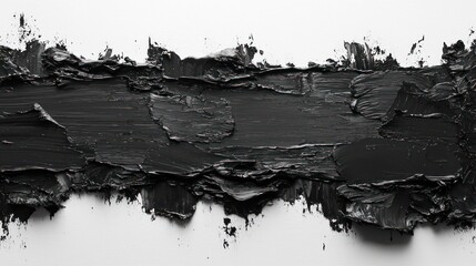 Abstract black paint texture on a white background.