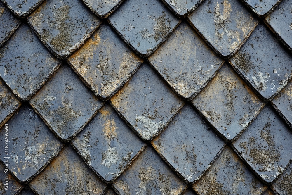 Poster close-up shot of a metal roof with a unique pattern, ideal for architectural or design-focused image