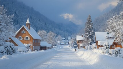 Fototapeta premium thuringen stutzerbach dorf im schnee