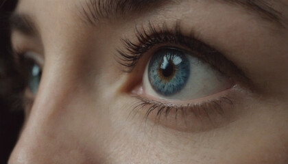 Obraz premium Close-up of a Woman's Captivating Blue Eyes, Gazing into the Distance
