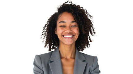 Cutout of Portrait of Young Woman of Mixed Heritage with Curly Shoulder-Length Hair