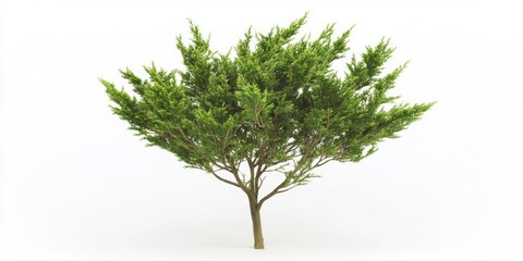 Obraz premium A small tree with lush green leaves on a white background, ideal for use in presentations or as a symbol of growth and renewal