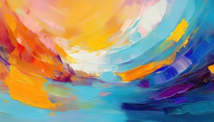 Striking Acrylic Abstract Art HandDrawn Textured Oil Painting Showcasing Vibrant Colors and Complex Geometric Patterns