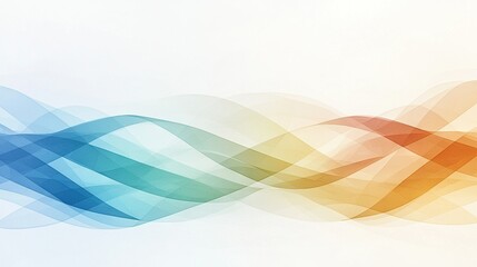 Obraz premium Blue-Orange-Yellow Abstract Background w/Curved Design on Left & White on Right