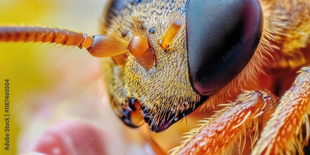 Poster A close-up view of a bug's face with a blurred background
