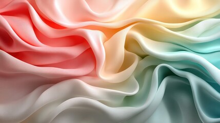 Obraz premium Pastel rainbow silk fabric draped background for design.