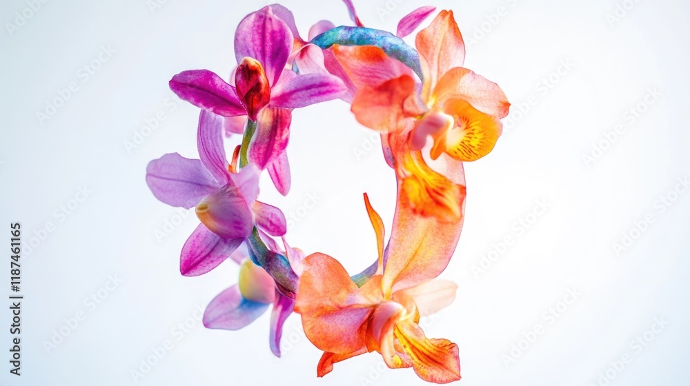 Poster A close-up view of colorful flowers arranged in a vase on a table