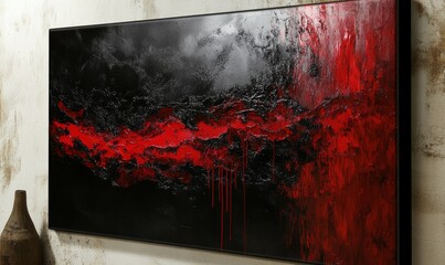 Abstract Red and Black Textured Canvas