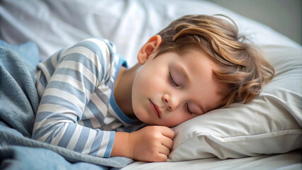 Young Child Sleeping Peacefully in a Comfortable Bed, Promoting Healthy Sleep Habits and Restful Nights