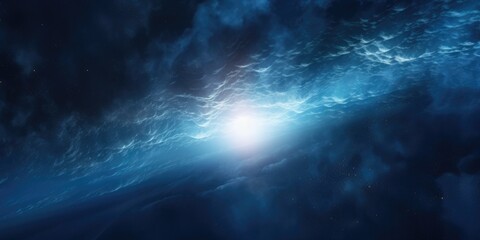 Blue Radiance in Space: Bright Stars and Planets Illuminating the Abstract Universe - 3D Space...