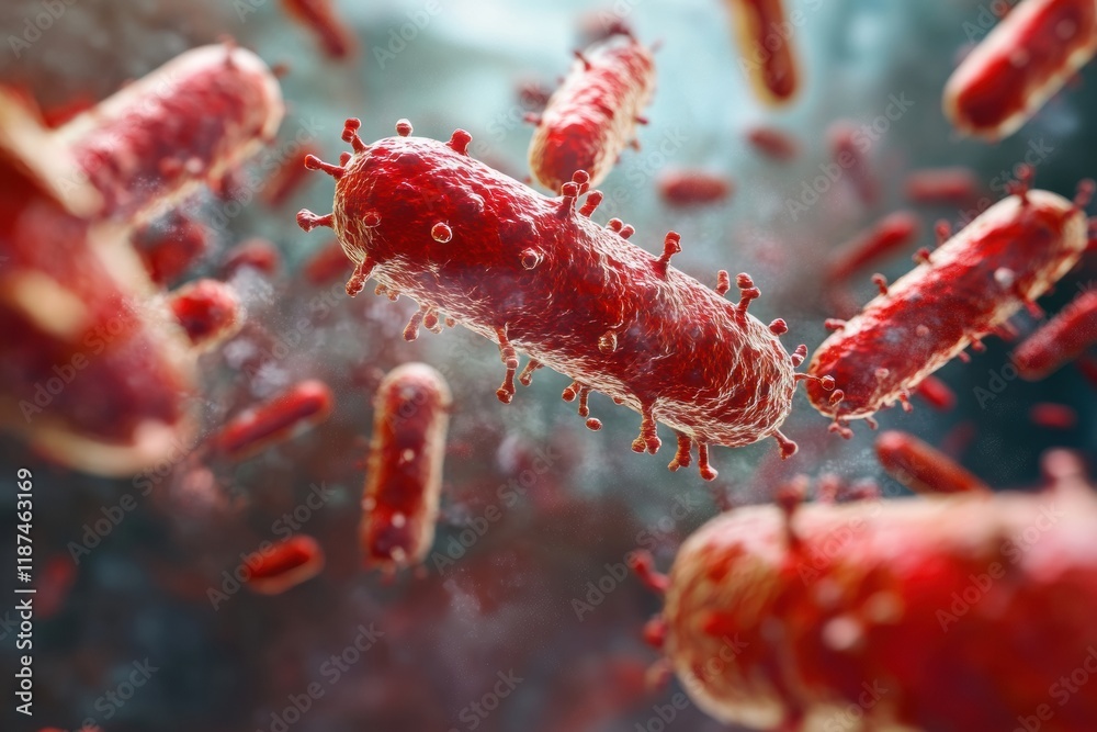 Poster pills target bacteria in a symbolic representation of advancements in medical science and healthcare
