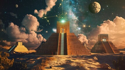 Ancient astronomy tools aligned celestial bodies reflecting the sophisticated understanding of the cosmos by early civilizations