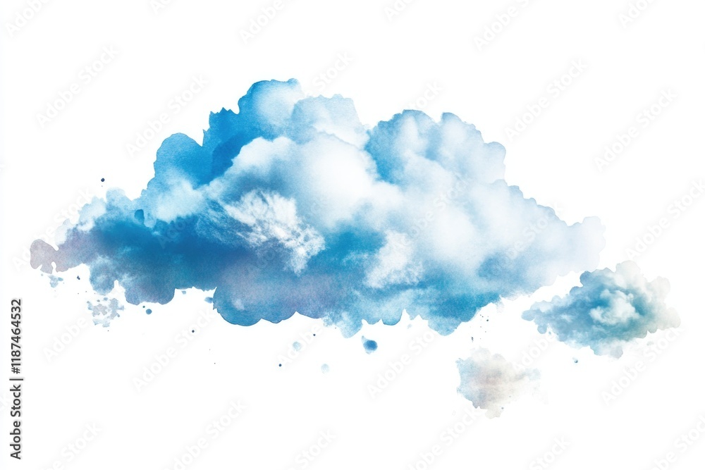 Poster a calm and serene cloud floating against a white background, perfect for use in designs related to w