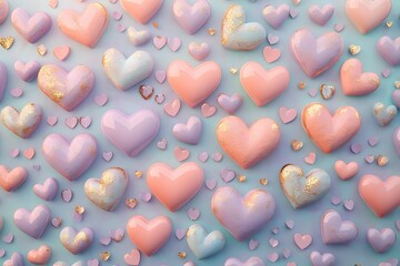 Fototapeta premium Hyper-Realistic Arrangements of Hearts Patterns and Textures