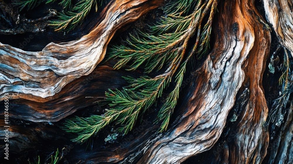 Poster A close-up shot of a tree trunk with intricate patterns and texture