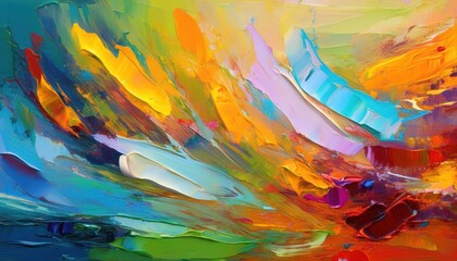 Vibrant Multicolored Texture A Fragment of an Artistic Masterpiece, Showcasing a Mix of Oil Paint Spots and Intricate Brushstrokes