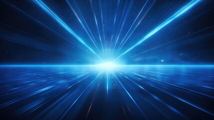 Bright Blue Laser Beam Design. 3D Rendering Background with Digital Energy Discharge Falling from Top to Bottom