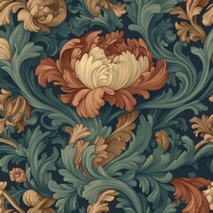 Floral seamless original pattern in vintage paisley style