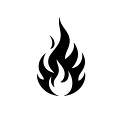 Fiery Abstract Flame Icon:  Black and white vector graphic of a stylized flame, perfect for branding, design projects, and social media.  
