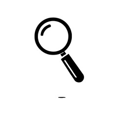 Magnifying Glass Icon: Sleek, minimalist magnifying glass icon, perfect for website design, app interfaces, and presentations.  Simple, clean lines for a modern aesthetic. 