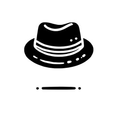 Classic Fedora Hat Icon:  A simple yet stylish black and white illustration of a fedora hat, ideal for fashion, style, and vintage design projects. 