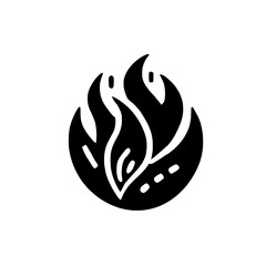 Obraz premium Fiery Orb: Abstract Black and White Fire Icon 