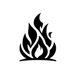 Fiery Icon: Black and white silhouette of a bold, stylized flame graphic that evokes intensity and passion. 