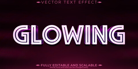 Neon editable text effect, editable shiny and glory text style
