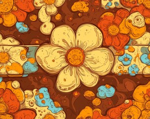 Retro seamless pattern from the 50s, 60s, 70s. Seamless abstract Vintage background in sixties hippie style. Modern illustration