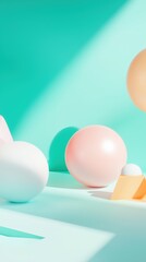 Fototapeta premium Soft pastel colors and geometric forms interact in a stylish, artistic arrangement