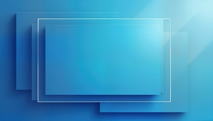 Abstract blue rectangular background with gradient. Layered geometric shapes create depth, visual interest. Clean, modern design ideal for presentations, websites, digital templates. Suitable for
