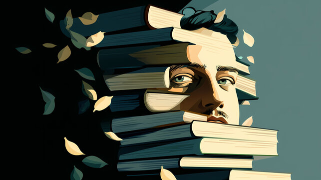 English famous writers and different books. face of english writer shakespeare and wilde. vector illustration. Shadowspire. Illustration