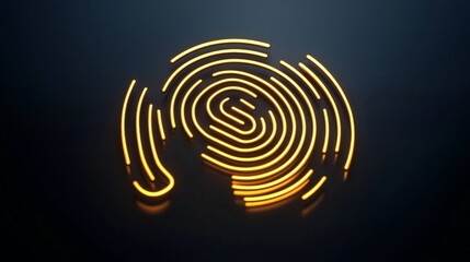 digital security fingerprint icon, yellow on black, minimalist approach, symbolizing modern identity