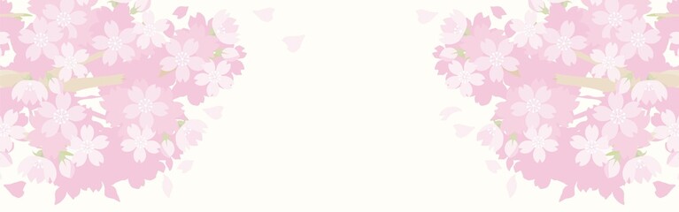 Fototapeta premium バナー 春 さくら 桜 サクラ 花 フレーム 背景 デザイン テンプレート イラスト素材