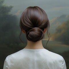 Elegant Asian Beauty Hair Model with Natural Makeup