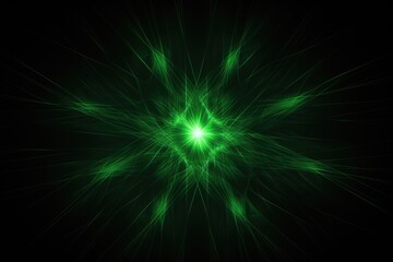 Green Star Burst on Black Background - Vibrant Graphic Design with Generative AI Elements