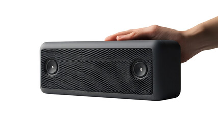 Obraz premium High fidelity compact minimalist speaker home office electronics modern environment close-up view sound quality isolated on transparent background png