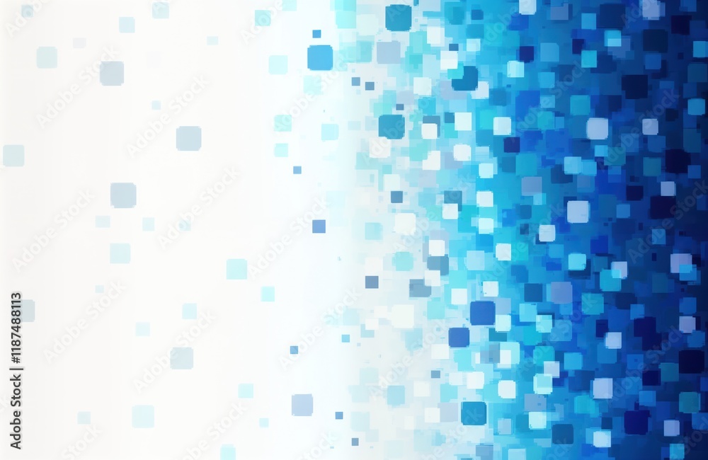Poster Abstract blue pixel grid background. Modern tech design. Mosaic pattern. Vivid blue tones gradient from light to dark blue color. Seamless digital artwork. Futuristic layout with square shapes.