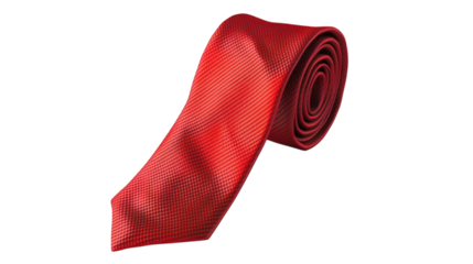 A smart red tie rendered in 3D with fine detailing on a white background