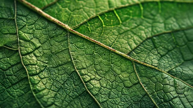 Intricate patterns and veins of a leaf showcased in detailed photography, Ai Generated