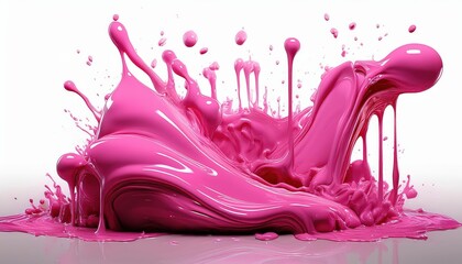 Vibrant Pink Paint Splatter Splash on Transparent Background Stunning Texture Artwork Showcasing...