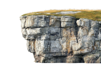 Majestic rocky cliff with grass top scenic landscape nature high fidelity viewpoint outdoor serenity isolated on transparent background png