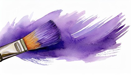 Striking Isolated Purple Watercolor Brush on White Background Vibrant, Textured Masterpiece Showcasing the Richness of Royal Hues